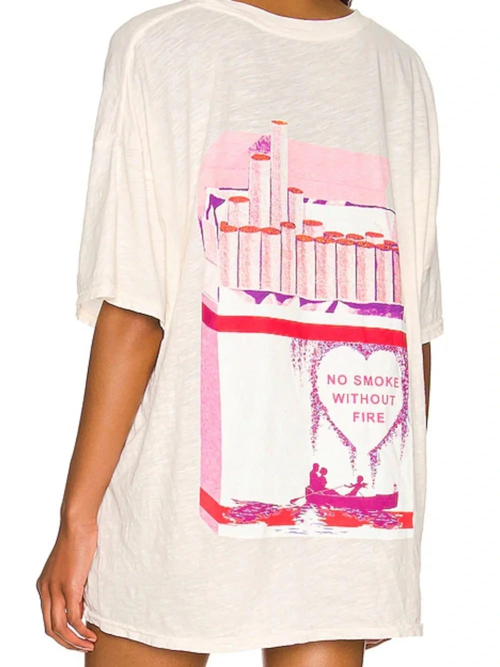 Boys Lie Oversized Pink Cigarette Pack Print Tee